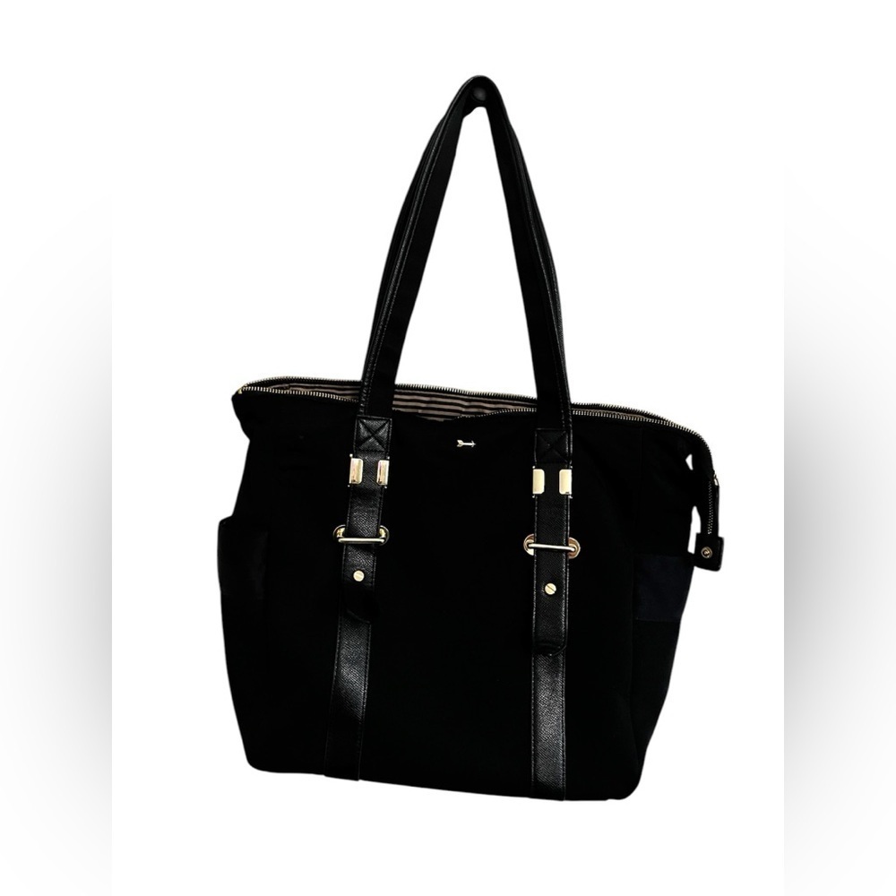 Gianni Bini Black Tote Bag – Gold Toned Hardware – Stylish Shoulder Bag Purse - Picture 2 of 12
